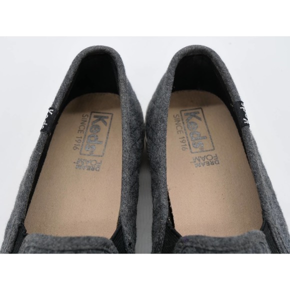 Keds Slip On Shoes Womens 8.5 Gray Wool Casual Quilted Sneakers Flat Loafer - Picture 9 of 11